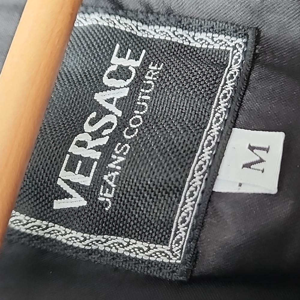 Vintage Versace Jeans Couture Coated Textured Cropped Puffer Bomber Jacket - Picture 7 of 10